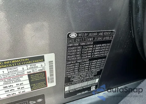 2017 Land Rover Discovery Hse z USA, uszkodzony, nr VIN SALRRBBV8HA036891